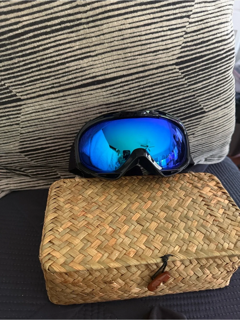 Blue Mirrored Ski Visor/Goggles
